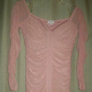 SIZE: LARGE~TIGHTLY GATHERED FITTED DRESS~PEACH COLOR~WORN ONCE
